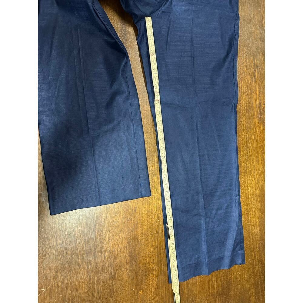 Linen Blend Wide Leg Pants Women 12 Blue Career Academia Twee Classy Neutral - Picture 6 of 10